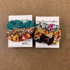 Women’s Colorful Printed Mini Saree Scrunchies 6 Pieces NWT