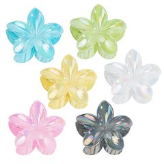 Kivzex Brilliant Jelly Flower Hair Claw 6 Count (Pack of 1), Gelly