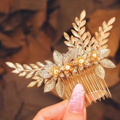 1 PC Leaf Hair Comb Gold Flower Hair Clip Bridal Accessories Women