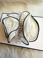 Hair Claw White Camellia Flower Women Fashion Accessories Wedding Bridal Gift