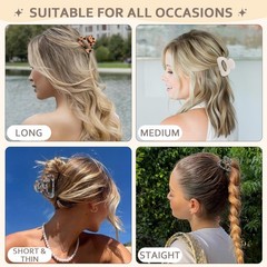 Hair Claw Clips 4 PCS Durable NonSlip Tortoise Small Thin Hair Leopard Print