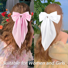 Oversized Cherry Pink White Black Hair Bows for Women Silky Satin Large Hair Rib