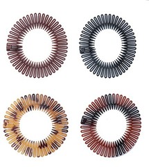 Sowaka 4 Pcs Circular Stretch Comb Plastic Black Brown Circle Spring Headband