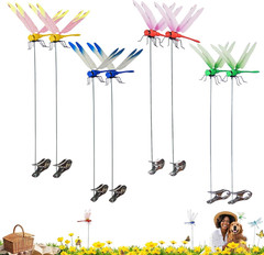 8pcs Dragonfly Hat Clip Realistic Fake Dragonflies Clip-On Garden Outdoor Decor