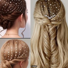 Hair Rhinestone Styling Tool with 12 Gem Sheets for Shiny Hair Decoration