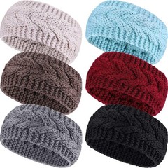 6 Pieces Women Winter Headbands Cable Knitted Earmuffs, Chunky Ear Warmers Multi