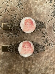 (2) Victorian Pink Angel Vintage Bronze Filigree Hair Clips Anywhere Clip