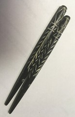 4″ Black Bone HAIR STICKS Hand Carved Buffalo Bone India Designed
