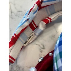 Lot of 3 Fabric Covered Knot Headbands Checkered Americana Faux Pearl