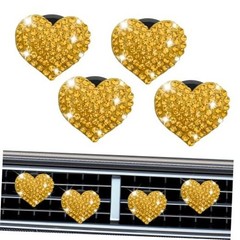 4PCS Heart-Shaped Car Vent Clip with Rhinestone, Vent Clip Car Style1 Yellow