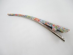 Floral Colorful Kimono Hair Clip 130mm Long Metal Upcycled Silk Hair Stick