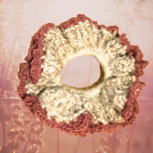Scrunchie Champagne & Rose Border Made by Me Greykittie in USA free ship #85