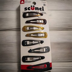 Scunci Natural Color Hair Snap Clips, Assorted Colors, 8-Piece