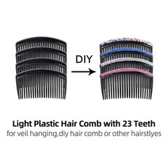 Cinaci 30 Pack Clear White Black Brown Plastic Hair Side Combs Slide Bun Holder