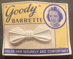 Classic 1950s Goody Barrette on Display Card – White Version New Old Stock