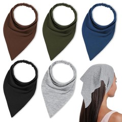 Gjinxi Triangle Bandana 5Pcs Elastic Scarf Headband Large Boho Head Scarves N…
