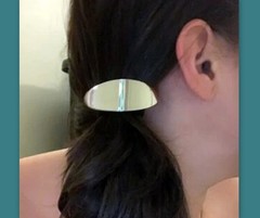 Minimalistic gold or silver metal Oval Decor Hair Tie Ponytail holder hair cuff