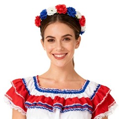 Women Flower Headband Mexican Festival Floral Wreath BOHO Headpiece(Red White…