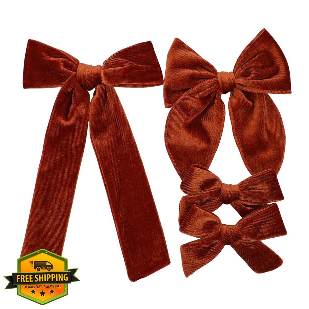 Jomila Copper Velvet Bow Hair Clips Baby Women Knot