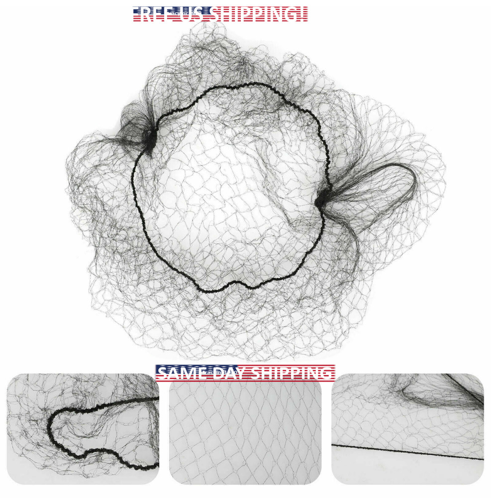 NEW Invisible 5+ BLACK Mesh Hair Nets Cover Elastic Edge FREE FAST US SHIPPNG