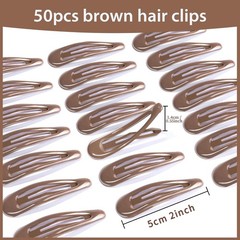 Teenitor 50Pcs Hair Barrettes For Women Brown Snap Hair Clips,2 Inch Hair Barret