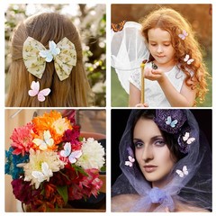 60 Pcs Butterflies for Crafts, Organza Fabric Butterfly Appliques Colorful