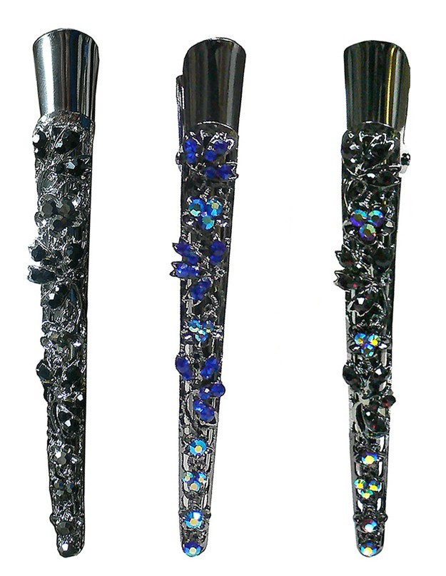 Set of 3 Crystal Alligator Duckbill Clips Beak Clips Long Hair Clips YY86110-1-3
