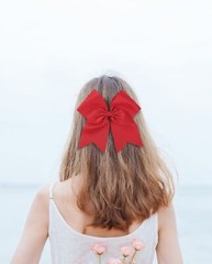 7 Inch Red Jumbo Solid Color Bows with Alligator Hair Clips For Girls and Women
