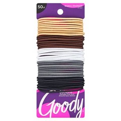 Goody Ouchless Elastic Hair Ties – 50 Ct, Assorted Neutrals, 2MM Rubber Bands—