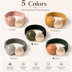 5-Piece Women’s Elastic Hair Tie Set – Cute Fashion Ponytail Holders & Bracelet