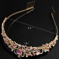 TAROSE Rainbow and Gold Crowns for Women, Queen Crystal Tiaras with Colorful …