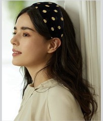 2 Pk Women’s Wide Mesh Headbands Black Brown Gold Dot Hairbands Hair Accessories