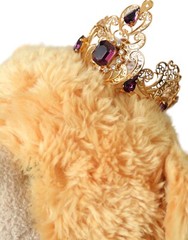 DOLCE & GABBANA Diadem Brown Teddy Bear Gold Crystal Crown Hair Band RRP 1300usd