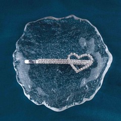 Crystal Love Hair Clip Barrette Vintage Rhinestone Hair Pin Love Heart Bobbry…