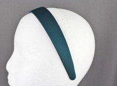 Green classic style basic satin fabric covered headband hair band 1 1/8″ wide
