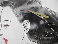 Large Kimono Hair Clip, 130mm Long Metal Upcycled Silk Hair Stick