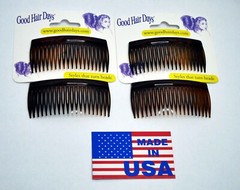 4 Combs x Good Hair Days 2 3/4″ Dark Brown Side comb Hair comb Made in USA 42211