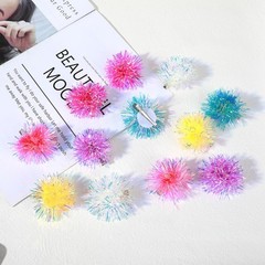 12 PCS Bling Foil Strips Pom Pom Hair Clips Tinsel Fluffy Ties Accessories