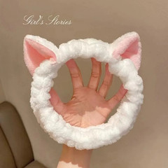 1pc Cute Cat Ear Plush Makeup Headband Soft Hair Band Pink Girl Accessories