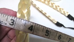 Lot 2 Blonde Synthetic Hair Headbands- One w/ Elastic & One Without ~1.5″ & 3/4″