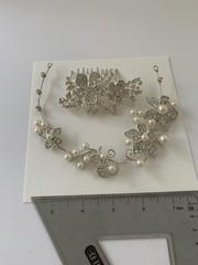 Hair Accessories Wedding Or Communion Rhinestone&Faux Pearls In Silver Tone(67)