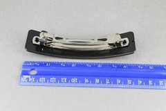 Dk Brown Gold barrette big rectangle hair clip 4.25″ long plastic wood grain