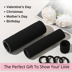 120PCS Black Hair Ties for Thick Hair – Seamless No Damage Elastic Ponytail H…