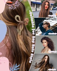 4 PCS Bow Hair 1 Count (Pack of 4), Black+Light Brown+Off-White+Dark Brown