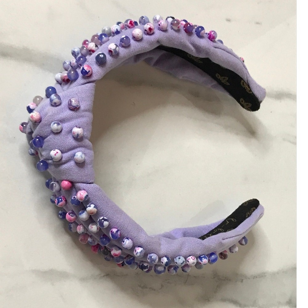 La Bella Lavender Bead Embellished Knotted Headband