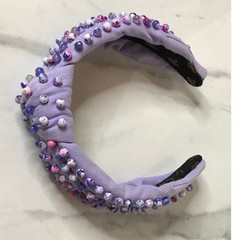La Bella Lavender Bead Embellished Knotted Headband