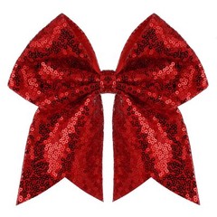 Large 7 Inch Christmas Red Glitter Bow Clip Sequin Bling Party Hair Accessories