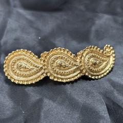 Vintage Ornate Hair Clip Hair barrette Paisley Design Gold Tone Taiwan 3.5”