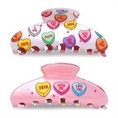 BVGA 2 Pcs Valentines Hair Claw Clips Large 1 Count (Pack of 2), Pink Green