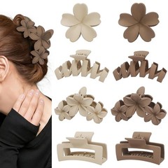 SMKSL 8 Pcs Hair Clips for 1 Count (Pack of 8), Light brown & Creamy white